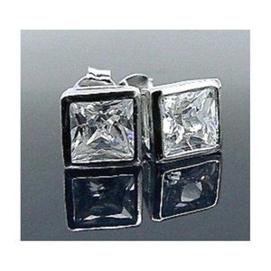 Sterling silver 1.50ct solitaire princess earrings